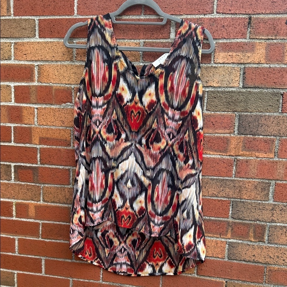 Kenar Red and Black Patterned Tank Top